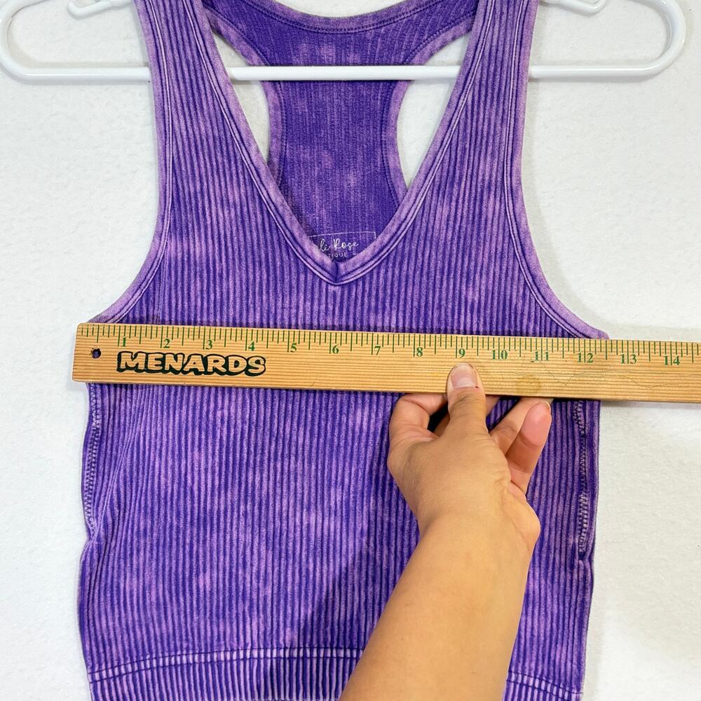 Kali Rose Tank Top Womens Large Purple Tie Dye V-Neck Ribbed Knit Built in Bra - Picture 5 of 8
